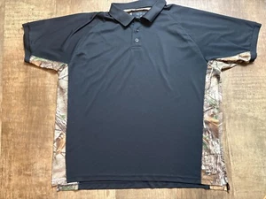 Redhead Collared Shirt Mens 2 XL Black Camouflage Camo Short Sleeve Polo - Picture 1 of 5