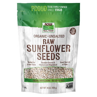 NOW Sunflower Seeds Organic Raw  Unsalted - 16 oz Source of Fiber and Vitamin E - Image 1 of 4