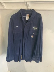Carhartt FR Shirt XXL 2XL Mens Blue Work Wear Flame Fire Resistant Trades - Picture 1 of 10