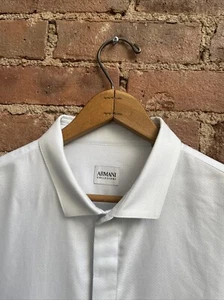 Giorgio Armani Collezioni Mens Shirt, Sz 43/17 , Blue Cotton Pique Minimal - Picture 1 of 9