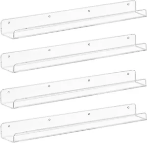 Versatile Set of 4 Acrylic Floating Shelves - Perfect for Home and Office Use - Picture 1 of 9