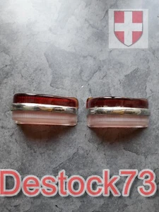 2 cabochons bicolore en verre, feu d'aile (droit et gauche) pour BERLIET. Neuf - Imagen 1 de 3