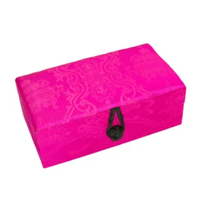 Hot Pink Chinese Silk Asian Jewelry Box Cushioned Compartment Storage Organizer - Picture 1 of 7