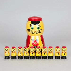 Matrioska Nesting Doll - Gatto Cat - Contare Counting - 10 pezzi - vintage USSR - Imagen 1 de 8