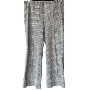 Anthropologie Maeve Houndstooth Check Cropped Flare Pull On Pants Womens M