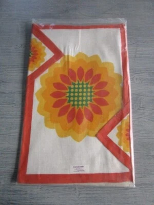 Paire de sets de table vintage années 70' en lin - Photo 1/2