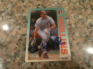 Tarjeta Fleer 1992 firmada por Dave Hollins Philadelphia Phillies certificado de autenticidad - Imagen 1 de 1