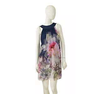 Vestido Ted Baker Azul y Floral Sin Mangas Mini Largo Corto Talla 2 - Imagen 1 de 9