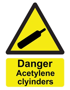 Danger Acetylene Cylinders Health Safety Foamex Rigid PVC Sign OR Sticker Decal - Picture 1 of 3