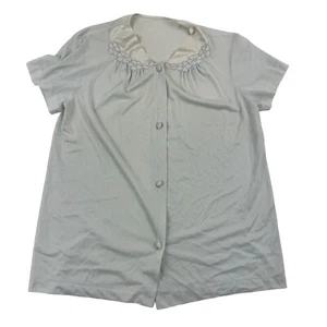 De Colección Vanity Fair Azul Abotonado Pijama Top Camisa Talla 32 Nylon Antron III S/S - Imagen 1 de 9