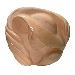 VASO PESCA ART DECO VINTAGE DONNA BUSTO CERAMICA TONO SATINATO E LUCIDO FIRMATO ARBY'S - Foto 1 di 7