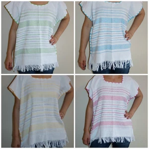 Blusa túnica mexicana estilo hippie vintage colores surtidos telar de mano XL - Imagen 1 de 8