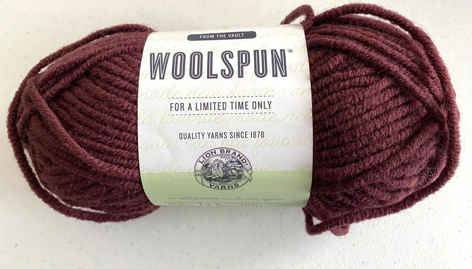 Пряжа Lion Brand Woolspun Limited No5 объемная акриловая шерсть снятая с производства бордовая - Изображение 1 из 1