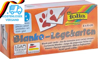 BESUCHE DEN FOLIA-STORE Folia 2311 - Memory - Karten, Blanko-Legekarten, Ca. 6 X 6 Cm, 60 Stück, Zum Sel