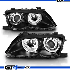 02-05 Par de faros negros proyectores LED dobles halo 4 puertas serie 3 BMW E46 - Imagen 1 de 4