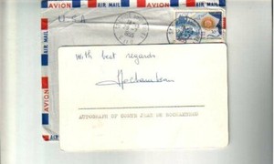 Comte Jean de Rochambeau Autographed Card 1955