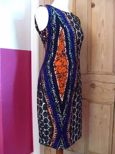 Vestido Bodycon Elástico 10 Azteca Mobiliario Cambio Naranja Púrpura Jersey NINE WEST - Imagen 1 de 5