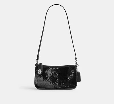 Coach - Penn Small - Sequined Shoulder/Clutch - Black - CM547 - NWT - $295 - Image 1 of 4