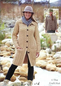 Hand Knitting PATTERN ONLY Hayfield Adults Aran Cardigan and Jacket New - Picture 1 of 2