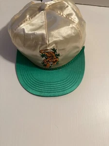 Adult NWOT "Mr. Natural "vanilla sliky, tiger logo green bill adjustable cap. - Picture 1 of 5