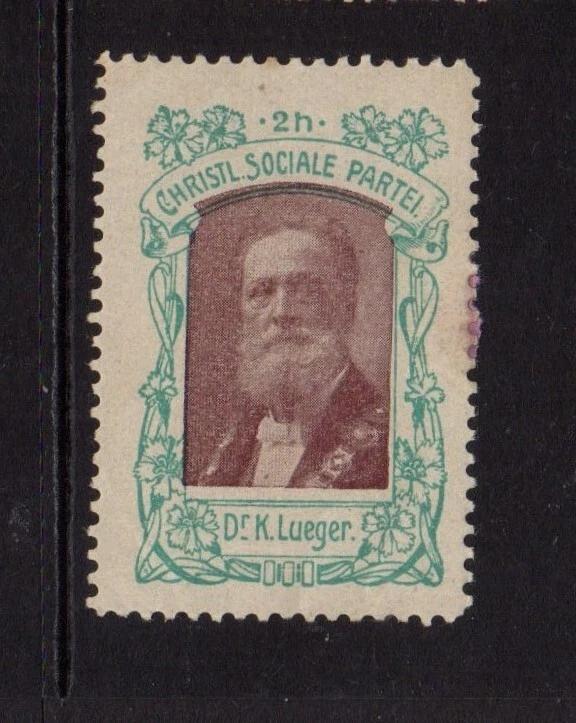 Austrian Political Fundraising Stamp - Christian Social Party,  Dr. K. Lueger 2h - Image 1 of 1