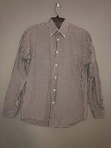 Camisa de hombre mediana con botones marrón a cuadros manga larga NUEVA - Imagen 1 de 7