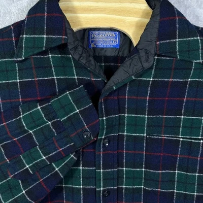 VINTAGE 80s Pendleton Mens Plaid Flannel Shirt Large Virgin Wool Made In USA - Image 1 of 4
