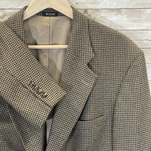 Vintage Lana Moda Mens 46 XL Blazer Tweed Houndstooth Italian Wool & Silk Blend - Picture 1 of 10