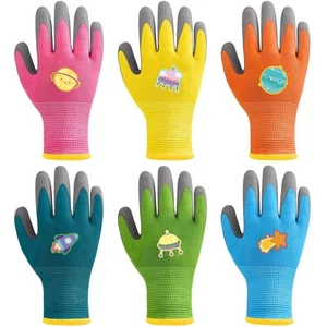 6 Pairs Children Gardening Gloves Toddler Yard Work Gloves Kids Rubber Coated... - Picture 1 of 7