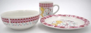 Tweety Bird Kids Dish Set Gabbay Gibson USA Plate Bowl Mug Pink Floral Cartoon - Picture 1 of 24