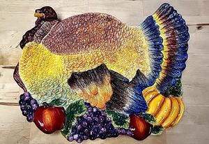 Signature Home Collection Ernte Thanksgiving Truthahn Keramikplatte 15" in Packung - Bild 1 von 7
