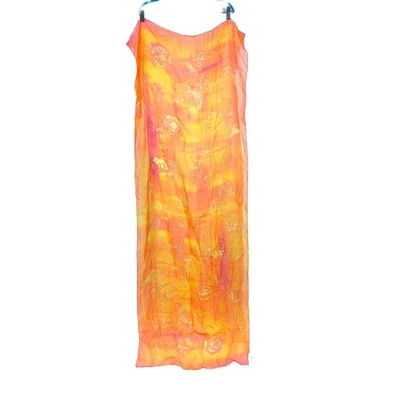 Salvatore Ferragamo Orange Silk Chiffon Floral Scarf OS  68 X 26 - Image 1 of 4