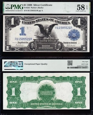 Amazing Crisp HIGH GRADE 1899 $1 "BLACK EAGLE" Silver Cert.! PMG 58 EPQ! 85521R - Image 1 of 3