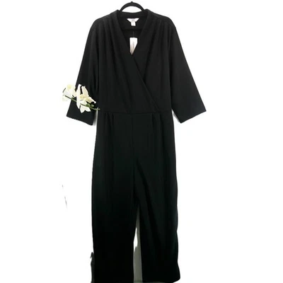 Mono Liz Claiborne Negro Bolsillos Laterales Mangas 3/4-Mujer 2XL NUEVO CON ETIQUETAS RTL $89 Foto 1 de 4
