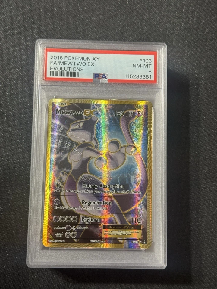 2016 Pokemon XY Evolutions Full Art Mewtwo #103/108 EX PSA 8 - Image 1 of 1