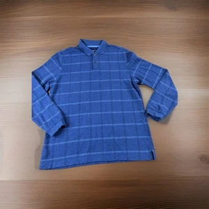 Van Huesen Flex Polo Men's Blue Classic Fit Natural Stretch Long Sleeve Medium - Picture 1 of 13