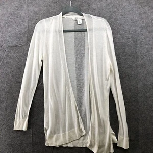 Max Studio Linen Cardigan Womens L White Open Front Open Knit Breathable - Picture 1 of 8