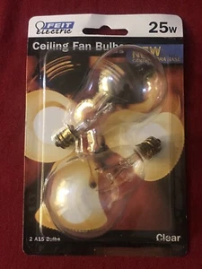 Feit Electric 25 Watt Clear Ceiling Fan Light Bulb 2 Count BP25A15C/CL/CF 25w - Picture 1 of 2