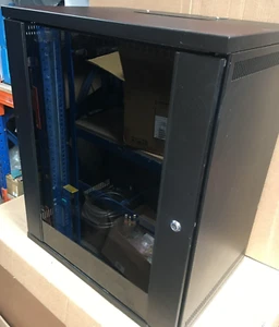 DATA CABINET 15U with UK PDU and 24 WAY CAT5e PATCH PANEL. - Afbeelding 1 van 8