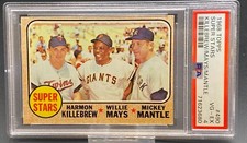 1968 TOPPS HARMON KILLEBREW WILLIE MAYS MICKEY MANTLE PSA 4 CARD # 490