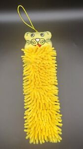 Norwex Kids Pet to Dry Yellow Tiger / Lion Hanging Hand Towel Baclock 14"