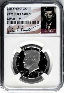 2015 S PROOF SILVER KENNEDY HALF DOLLAR 50C NGC PF70 SIGNATURE PORTRAIT LABEL - Picture 1 of 2