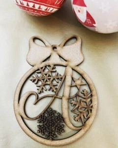 MONOGRAM LETTER CHRISTMAS ORNAMENT | 125MM HEIGHT | DOCORATION | XMAS | CUSTOM | - Foto 1 di 11