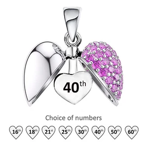 Pink Crystal Pendant for Necklace - 925 Sterling Silver Birthday Gifts for Women - Picture 1 of 45