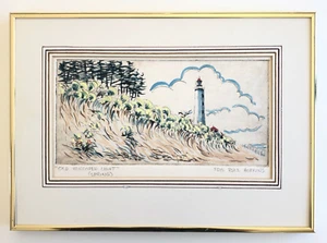 Old Henlopen Light Spring Edie Pyle Hopkins signiert Maryland Künstler aufgelistet Vintage - Bild 1 von 8