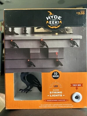 Halloween Decoration - Hyde & Eek Raven String Lights 10ct Red LED Light 7.5' - Image 1 of 2