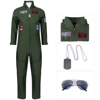 CMF - Deluxe Kostüm TOP GUN Flieger Pilot Uniform Herren Karneval Fasching