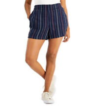 Style & Co Women's Pull-On Mid-Rise Striped Shorts Blue Size XL