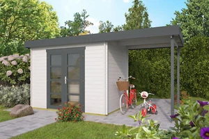28 mm Gartenhaus + Anbau 500x200 cm Blockhaus Holzhaus Gerätehaus Unterstand - Bild 1 von 2