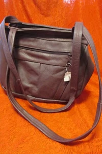 Maroon Genuine Leather Multi-Compartment Shoulder Bag Made In Mexico NWT - Picture 1 of 8